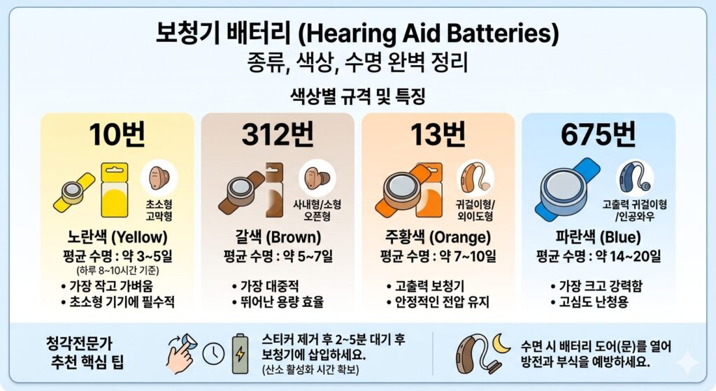 보청기 배터리 4가지 종류별 수명과 올바른 교체 방법 완벽 정리